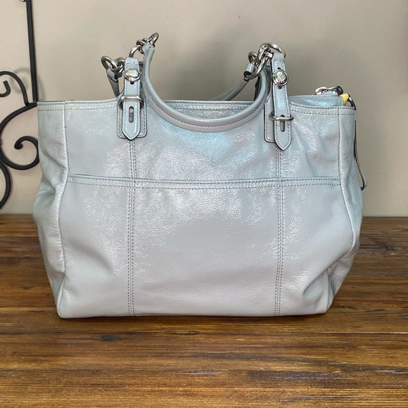 Coach Dove Grey Patent Leather Mia Tote Bag - Picture 2 of 4